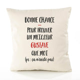 Housse de Coussin Premium Gustave ça n'existe Pas Homme - Coton Canvas Fairtrade Beige Idée Cadeau Décoration Canapé 40x40