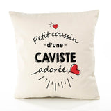Housse de Coussin Premium Caviste d'amour - Coton Canvas Fairtrade Beige Idée Cadeau Décoration Canapé 40x40