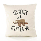 Housse de Coussin Premium Sieste - Coton Canvas Fairtrade Beige Idée Cadeau Décoration Canapé