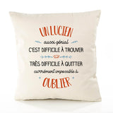 Housse de Coussin Premium Un Lucien Aussi génial - Coton Canvas Fairtrade Beige Idée Cadeau Décoration Canapé