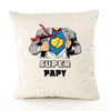 Housse de Coussin Premium Super Papy - Coton Canvas Fairtrade Beige Idée Cadeau Décoration Canapé