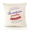 Housse de Coussin Premium Peintre Meilleure Monde - Coton Canvas Fairtrade Beige Idée Cadeau Décoration Canapé