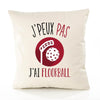 Housse de Coussin Premium Floorball Version Blanc - Coton Canvas Fairtrade Beige Idée Cadeau Décoration Canapé