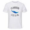 Maillot de Sport Homme Natation C'est La Vie - T-Shirt Respirant Polyester Manches Courtes - Cadeau Sportif Anniversaire Noël Fête des Pères