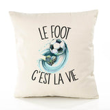 Housse de Coussin Premium Foot - Coton Canvas Fairtrade Beige Idée Cadeau Décoration Canapé