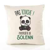 Housse de Coussin Premium Solenn Pas Touche Panda - Coton Canvas Fairtrade Beige Idée Cadeau Décoration Canapé 40x40