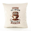 Housse de Coussin Premium Catherine Chouette Grain - Coton Canvas Fairtrade Beige Idée Cadeau Décoration Canapé