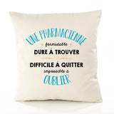 Housse de Coussin Premium Une Pharmacienne Formidable Blanc - Coton Canvas Fairtrade Beige Idée Cadeau Décoration Canapé
