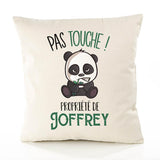 Housse de Coussin Premium Joffrey Pas Touche Panda - Coton Canvas Fairtrade Beige Idée Cadeau Décoration Canapé 40x40