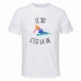 Maillot de Sport Homme Ski C'est La Vie - T-Shirt Respirant Polyester Manches Courtes - Cadeau Sportif Anniversaire Noël Fête des Pères