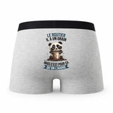 Caleçon Le Routier Panda Grain - Humour Boxer Gris Idée Cadeau