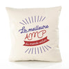 Housse de Coussin Premium amp Meilleure Monde - Coton Canvas Fairtrade Beige Idée Cadeau Décoration Canapé