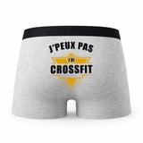 Caleçon J_Peux Pas Crossfit - Humour Boxer Gris Idée Cadeau Passion