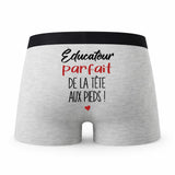 Caleçon Educateur Parfait de la Tête aux Pieds - Humour Boxer Gris Cadeau