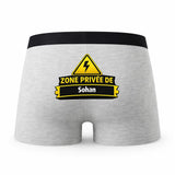 Caleçon Zone Privee De Sohan - Humour Boxer Gris Idée Cadeau