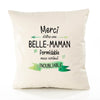 Housse de Coussin Premium Merci Belle-Maman Inoubliable Femme - Coton Canvas Fairtrade Beige Idée Cadeau Décoration Canapé