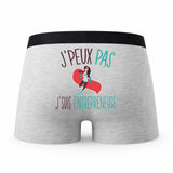 Caleçon Entrepreneuse - Humour Boxer Gris Idée Cadeau Passion