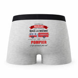 Caleçon Maman Pompier - Humour Boxer Gris Idée Cadeau Fête des Pères