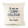 Housse de Coussin Premium Jean-Jacques Un Super Collègue - Coton Canvas Fairtrade Beige Idée Cadeau Décoration Canapé 40x40