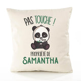 Housse de Coussin Premium Samantha Pas Touche Panda - Coton Canvas Fairtrade Beige Idée Cadeau Décoration Canapé 40x40