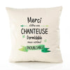 Housse de Coussin Premium Merci Chanteuse Inoubliable Femme - Coton Canvas Fairtrade Beige Idée Cadeau Décoration Canapé