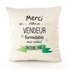 Housse de Coussin Premium Merci Vendeur Inoubliable - Coton Canvas Fairtrade Beige Idée Cadeau Décoration Canapé