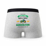 Caleçon Beau-Papa Agriculteur - Humour Boxer Gris Idée Cadeau Fête des Pères