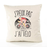 Housse de Coussin Premium Cyclisme vélo Version Blanc - Coton Canvas Fairtrade Beige Idée Cadeau Décoration Canapé