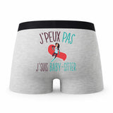 Caleçon Baby Sitter - Humour Boxer Gris Idée Cadeau Passion