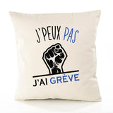 Housse de Coussin Premium grève Version Blanc - Coton Canvas Fairtrade Beige Idée Cadeau Décoration Canapé 40x40