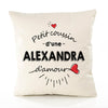 Housse de Coussin Premium Alexandra d'amour - Coton Canvas Fairtrade Beige Idée Cadeau Décoration Canapé 40x40