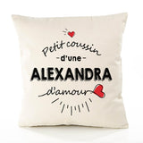 Housse de Coussin Premium Alexandra d'amour - Coton Canvas Fairtrade Beige Idée Cadeau Décoration Canapé 40x40