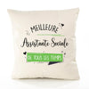 Housse de Coussin Premium Assistante Sociale Meilleure Temps Femme - Coton Canvas Fairtrade Beige Idée Cadeau Décoration Canapé