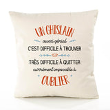 Housse de Coussin Premium Un Ghislain Aussi génial - Coton Canvas Fairtrade Beige Idée Cadeau Décoration Canapé