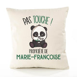 Housse de Coussin Premium Marie-Francoise Pas Touche Panda - Coton Canvas Fairtrade Beige Idée Cadeau Décoration Canapé 40x40