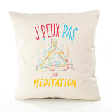 Housse de Coussin Premium méditation Version Blanc - Coton Canvas Fairtrade Beige Idée Cadeau Décoration Canapé
