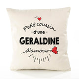 Housse de Coussin Premium Geraldine d'amour - Coton Canvas Fairtrade Beige Idée Cadeau Décoration Canapé 40x40
