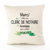 Housse de Coussin Premium Merci Clerc de Notaire Inoubliable Femme - Coton Canvas Fairtrade Beige Idée Cadeau Décoration Canapé