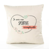 Housse de Coussin Premium Sportive irremplaçable - Coton Canvas Fairtrade Beige Idée Cadeau Décoration Canapé