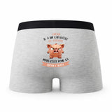 Caleçon Lucas Caractère de Cochon - Humour Boxer Gris Idée Cadeau