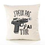 Housse de Coussin Premium tir Version Blanc - Coton Canvas Fairtrade Beige Idée Cadeau Décoration Canapé