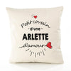 Housse de Coussin Premium Arlette d'amour - Coton Canvas Fairtrade Beige Idée Cadeau Décoration Canapé 40x40