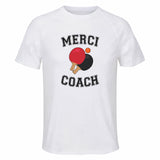 Maillot de Sport Homme pour Merci Ping Pong Coach - T-Shirt Respirant Polyester Manches Courtes - Cadeau Sportif Anniversaire Noël Fête des Pères