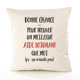 Housse de Coussin Premium Aide Soignant ça n'existe Pas Homme - Coton Canvas Fairtrade Beige Idée Cadeau Décoration Canapé