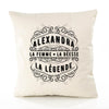 Housse de Coussin Premium Alexandra Déesse légende Noire - Coton Canvas Fairtrade Beige Idée Cadeau Décoration Canapé