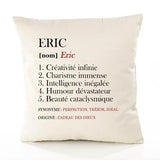 Housse de Coussin Premium Eric Définition - Coton Canvas Fairtrade Beige Idée Cadeau Décoration Canapé