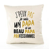 Housse de Coussin Premium Papa Beau Papa Beau père Version Blanc - Coton Canvas Fairtrade Beige Idée Cadeau Décoration Canapé