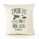 Housse de Coussin Premium Jardin Version Blanc - Coton Canvas Fairtrade Beige Idée Cadeau Décoration Canapé 40x40