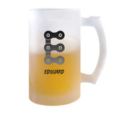 Verre à Bière Edouard Lettre Chaine | Chope de Bière Pinte | Idée Cadeau Prénom Motard Biker Mob Anniversaire Papa Collègue Départ Retraite Noël