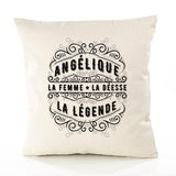 Housse de Coussin Premium Angelique Déesse légende Noire - Coton Canvas Fairtrade Beige Idée Cadeau Décoration Canapé
